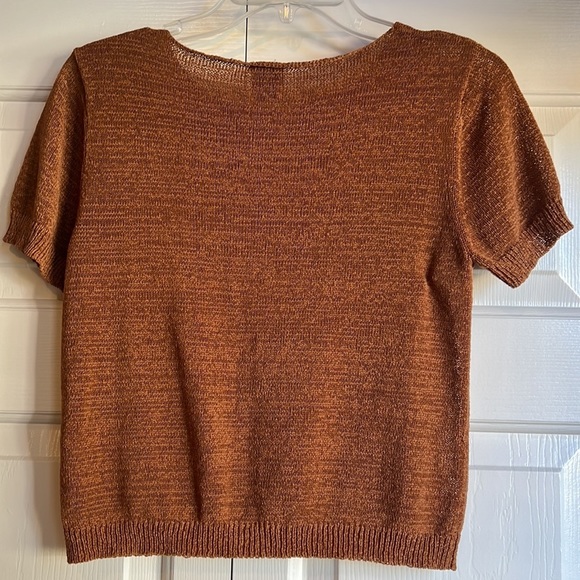 DKNY short sleeve woven scoop neck sweater women’s size S/M - Picture 5 of 11